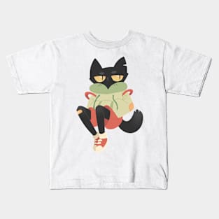 Black cat boy Kids T-Shirt